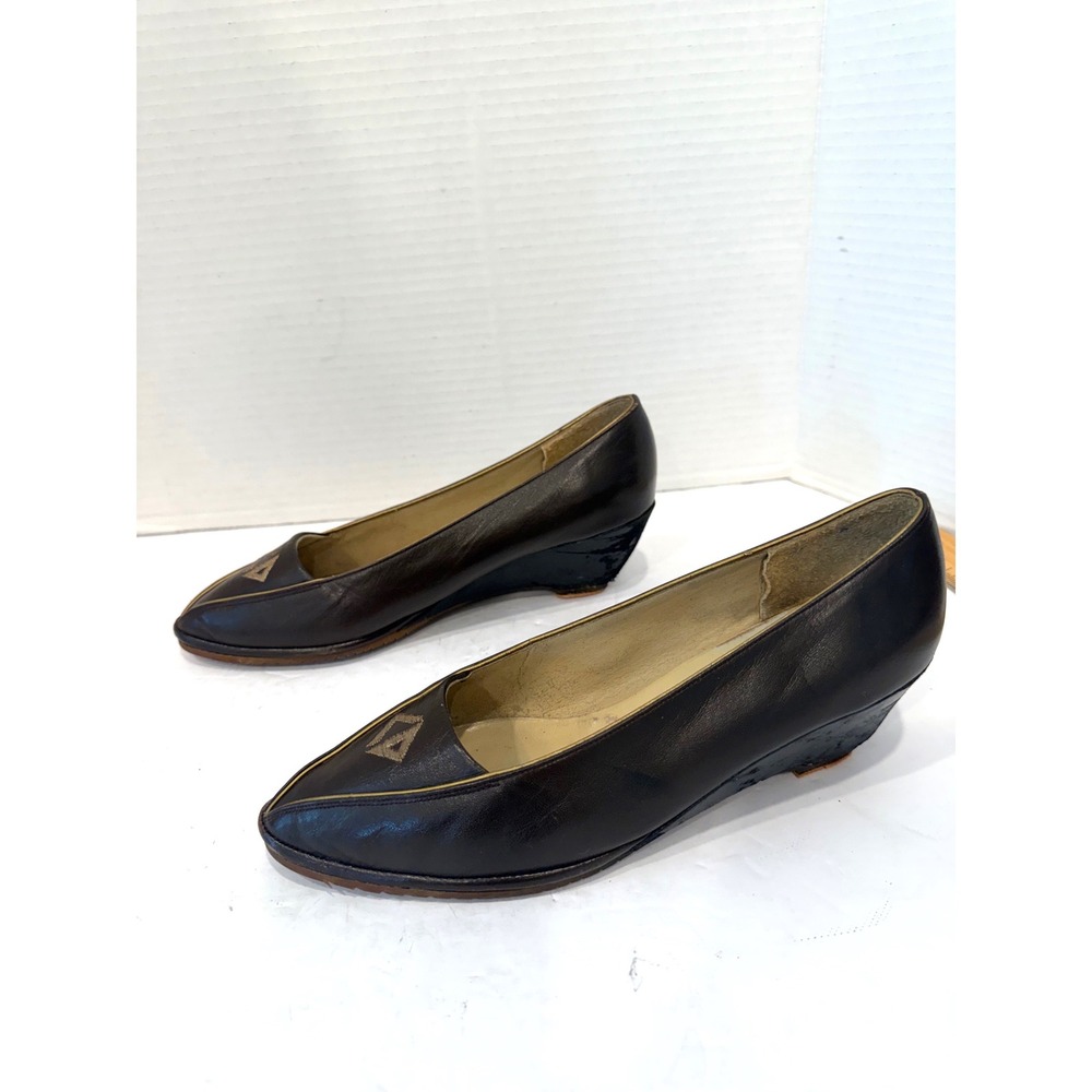 Christian Dior Sport Vintage Brown Leather Pointed Toe Heel Pumps 6.5